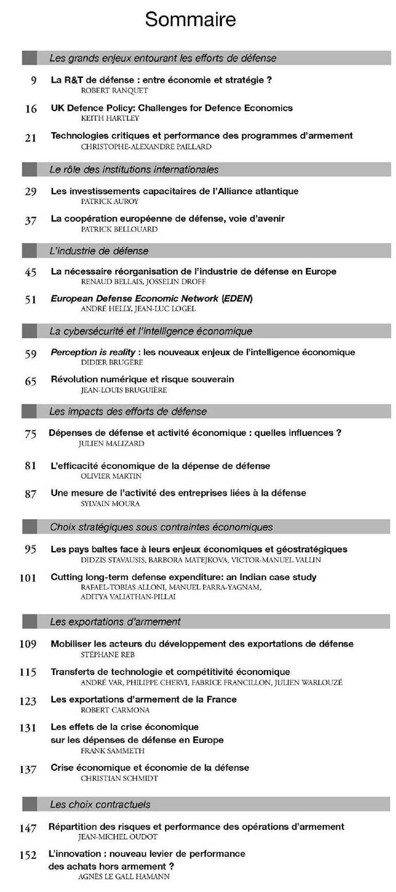 Les Cahiers de la Revue de la Défense nationale - Economie de Défense Les Cahiers de la Revue de la Défense nationale - Economie de Défense