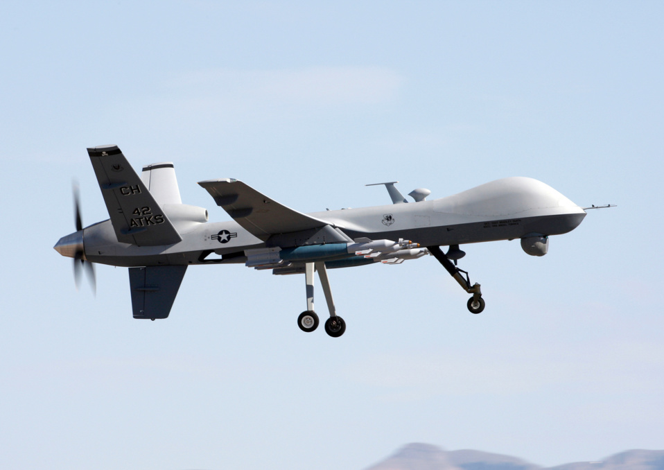 MQ-9 Reaper flies above Creech Air Force Base (Crédit : USAF)