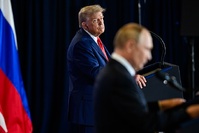 P20250815DT-1177 President Donald Trump meets with Russian President Vladimir Putin at Joint Base Elmendorf Richardson in Anchorage, Alaska - >Wikimedia Commons