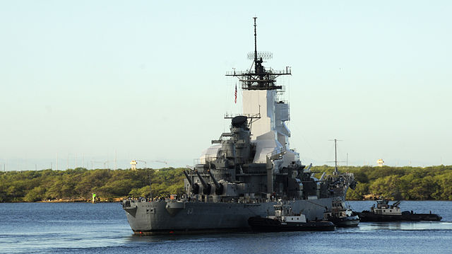 The battleship USS Missouri arrives at Pearl Harbor - creative commons